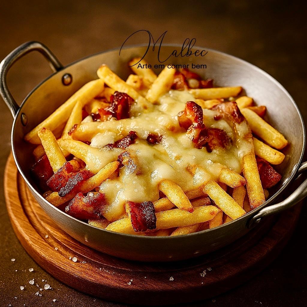 PORÇÃO DE BATATA MALBEC C/ MUÇARELA E BACON